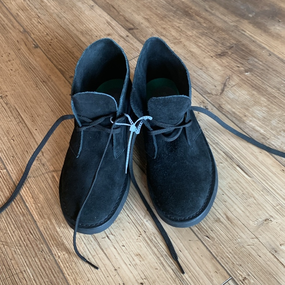 Clarks Black Suede Dessert Boots with ortholite NEW!
